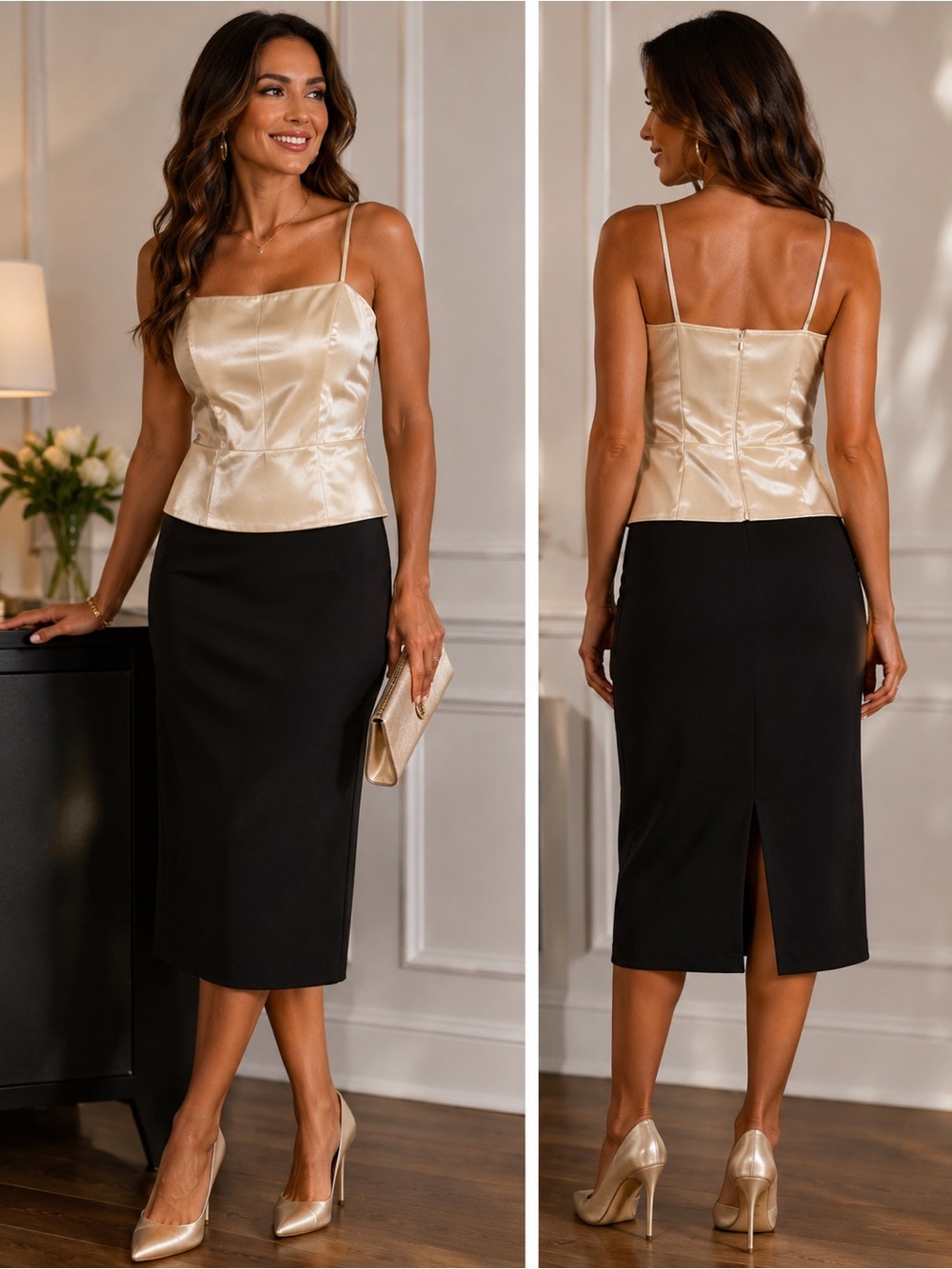 Lillie Rubin Camisole Champagne Evening Shell Satin Finish (38” Chest) Romantic